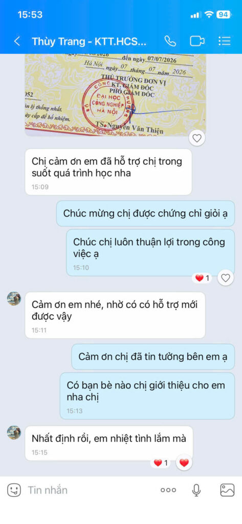 Ảnh phản hồi của học viên