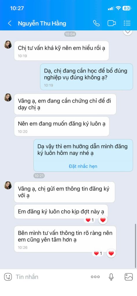 Ảnh phản hồi của học viên